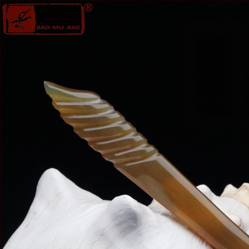 Щипка за коса от рог на як, ръчно издялана в етнически стил за дами, класическа