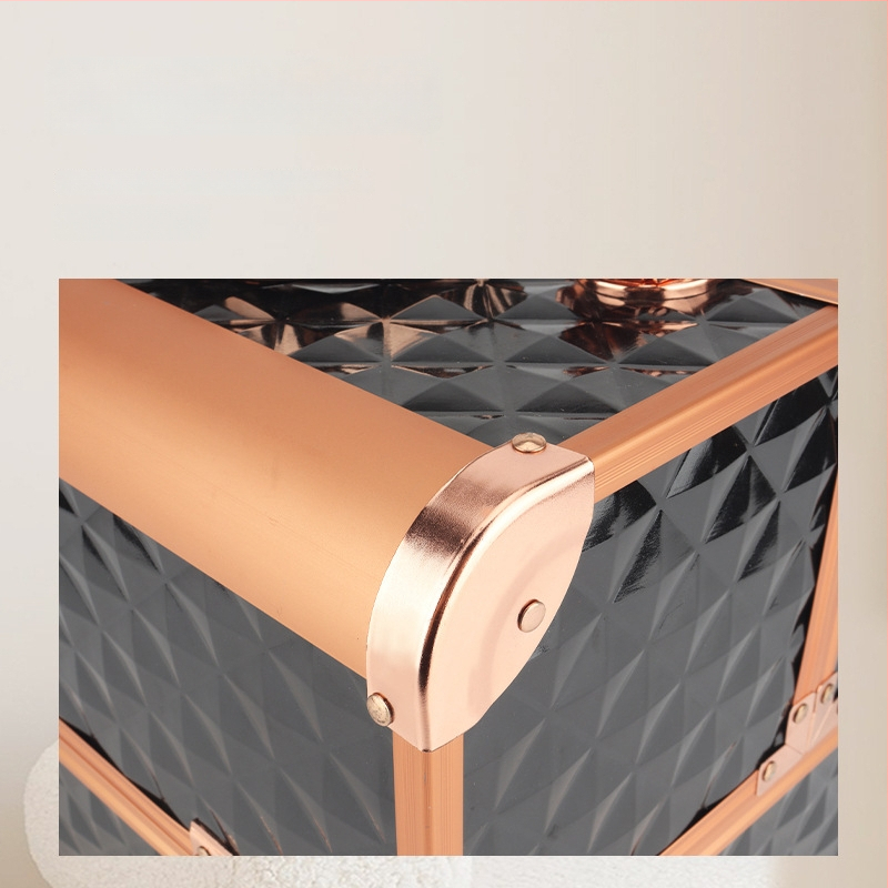 Parkerville козметична кутия за съхранение с ключалка, портативна, голям капацитет, многослойна разделителна система, метален корпус, колела