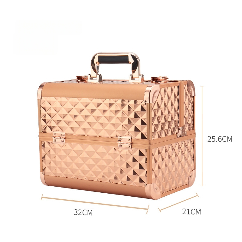 Parkerville козметична кутия за съхранение с ключалка, портативна, голям капацитет, многослойна разделителна система, метален корпус, колела