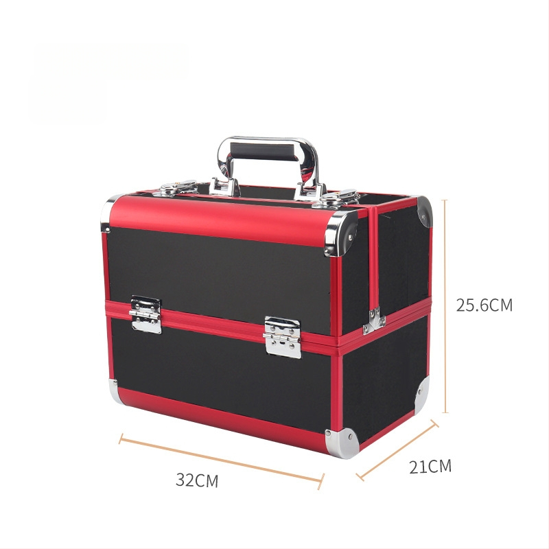 Parkerville козметична кутия за съхранение с ключалка, портативна, голям капацитет, многослойна разделителна система, метален корпус, колела