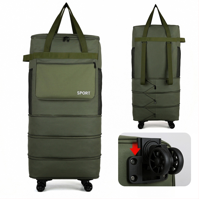 Skladacia kufrová taška s kolieskami, s rukoväťou a ramenným popruhom, extrémny objem na cestovanie (Objem: 56–75 L; Materiál: Oxfordová tkanina; Funkcie: dýcha, vodeodolná, ultra ľahká; Značka: Bohao; Pohlavie: Unisex)