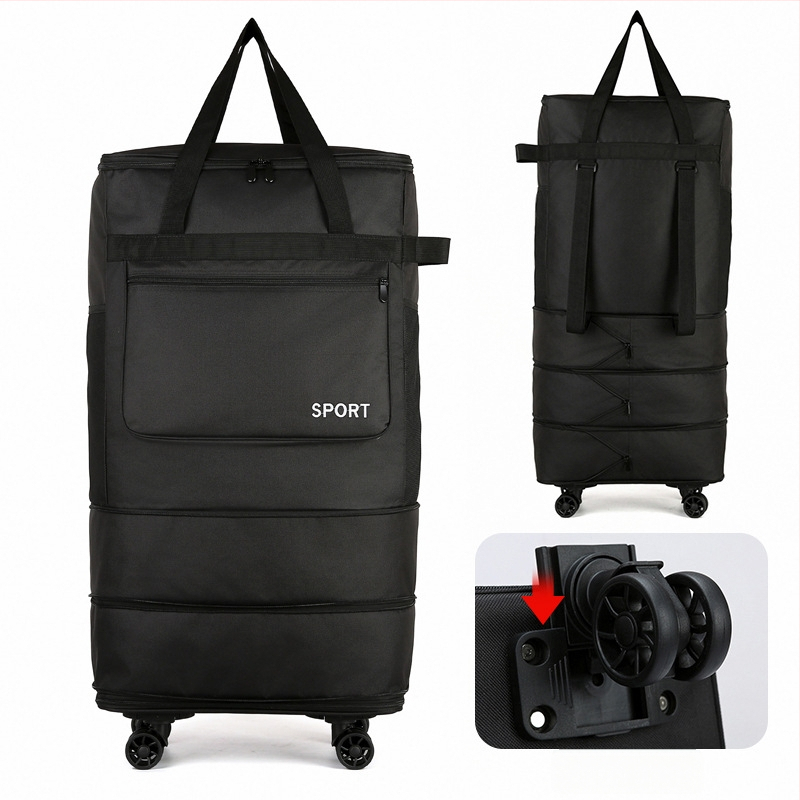 Skladacia kufrová taška s kolieskami, s rukoväťou a ramenným popruhom, extrémny objem na cestovanie (Objem: 56–75 L; Materiál: Oxfordová tkanina; Funkcie: dýcha, vodeodolná, ultra ľahká; Značka: Bohao; Pohlavie: Unisex)