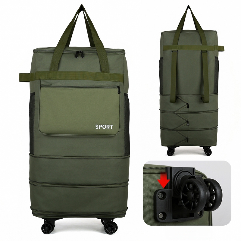 Skladacia kufrová taška s kolieskami, s rukoväťou a ramenným popruhom, extrémny objem na cestovanie (Objem: 56–75 L; Materiál: Oxfordová tkanina; Funkcie: dýcha, vodeodolná, ultra ľahká; Značka: Bohao; Pohlavie: Unisex)