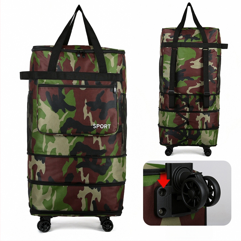 Skladacia kufrová taška s kolieskami, s rukoväťou a ramenným popruhom, extrémny objem na cestovanie (Objem: 56–75 L; Materiál: Oxfordová tkanina; Funkcie: dýcha, vodeodolná, ultra ľahká; Značka: Bohao; Pohlavie: Unisex)