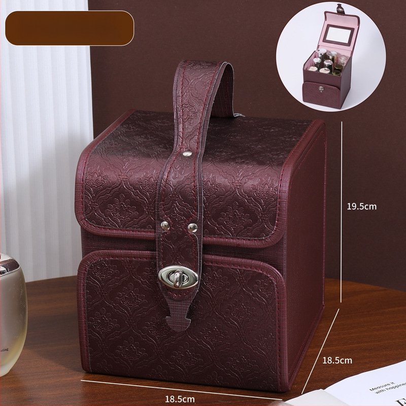 Козметична кутия за съхранение, сгъваема и преносима, голям капацитет; материал PC; тегло 1,2 кг; разширителен слой: да; метод на отваряне: заключваща закопчалка; колела: въртящи се във всички посоки.