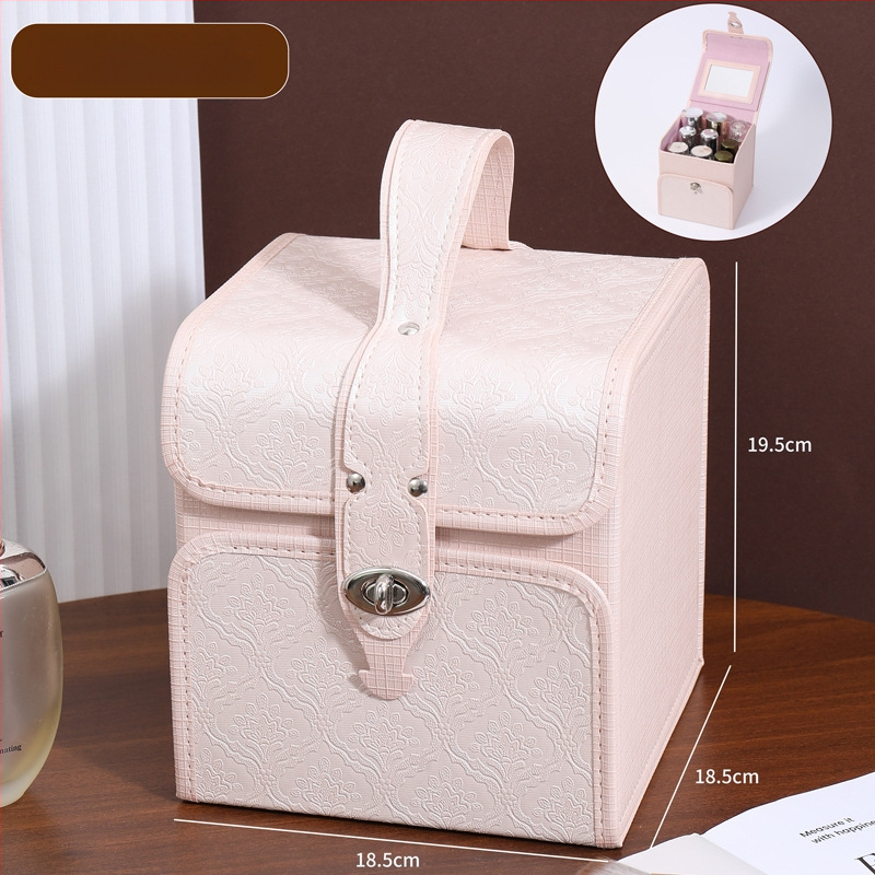 Козметична кутия за съхранение, сгъваема и преносима, голям капацитет; материал PC; тегло 1,2 кг; разширителен слой: да; метод на отваряне: заключваща закопчалка; колела: въртящи се във всички посоки.