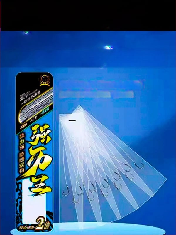 Billion War Lion cârlig de pescuit cu două cârlige, barbed, linie PE cu manșon auriu