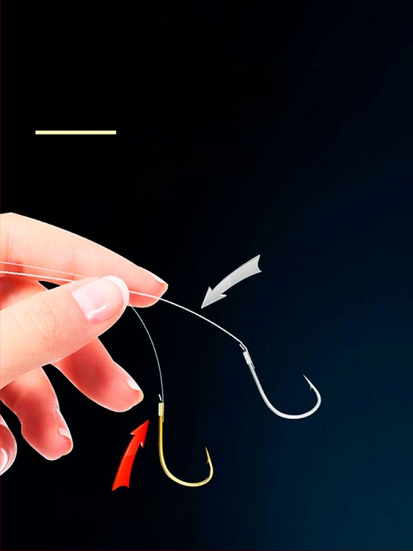 Billion War Lion cârlig de pescuit cu două cârlige, barbed, linie PE cu manșon auriu