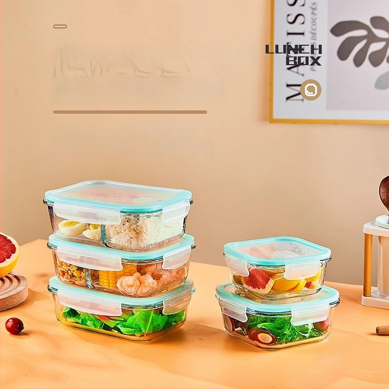 Üveg ebédes doboz, kör alakú, magas boroszilikát üveg, kapacitás 1–2 L, mikrohullámú sütőben használható