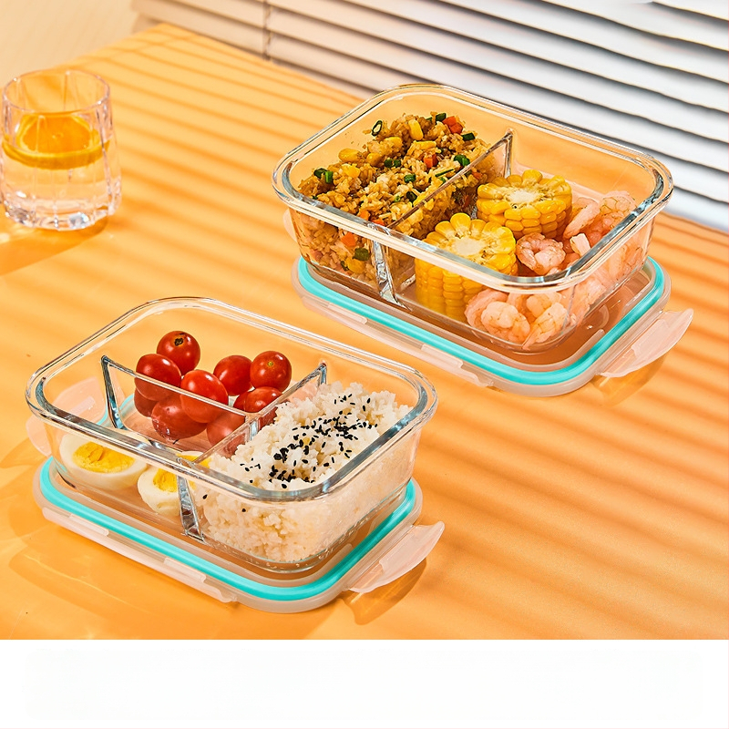 Üveg ebédes doboz, kör alakú, magas boroszilikát üveg, kapacitás 1–2 L, mikrohullámú sütőben használható