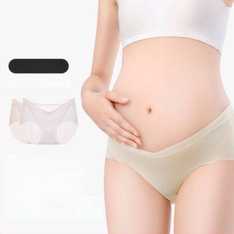 Chiloți de maternitate din bumbac, talie înaltă pentru susținerea burții, căptușeală din bumbac, tricot 40s, respirabili