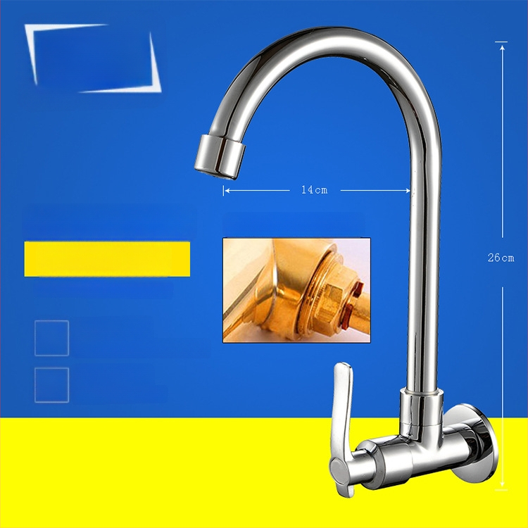 Kuchynský drezový kohút, nástenný, meď, iba studená voda, moderný minimalistický štýl, celokovový ventil, ručné ovládanie, jednosed dizajn