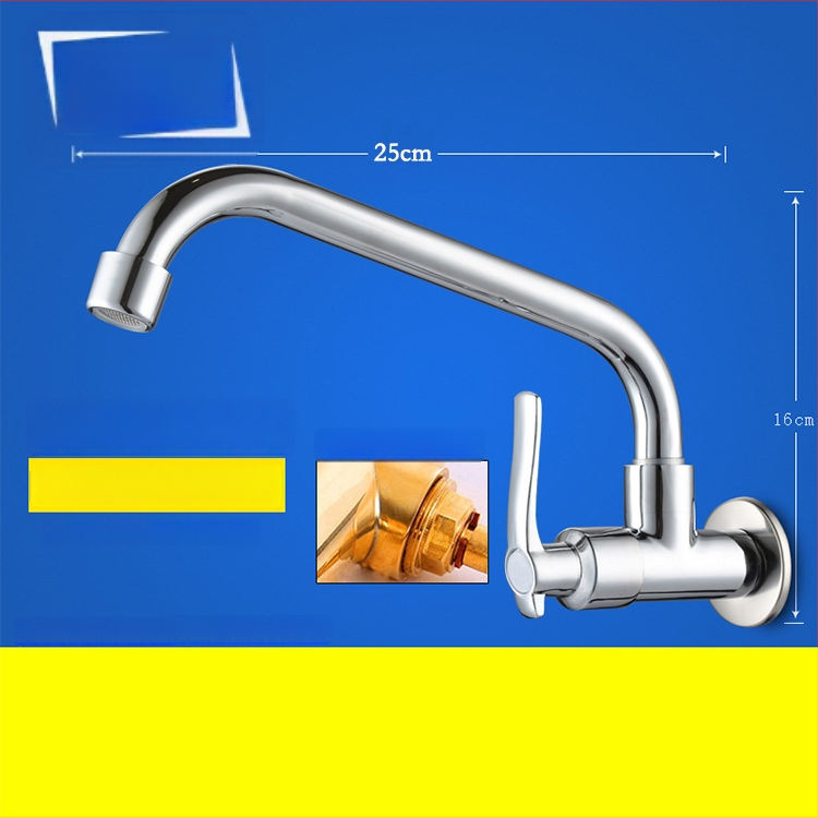 Kuchynský drezový kohút, nástenný, meď, iba studená voda, moderný minimalistický štýl, celokovový ventil, ručné ovládanie, jednosed dizajn