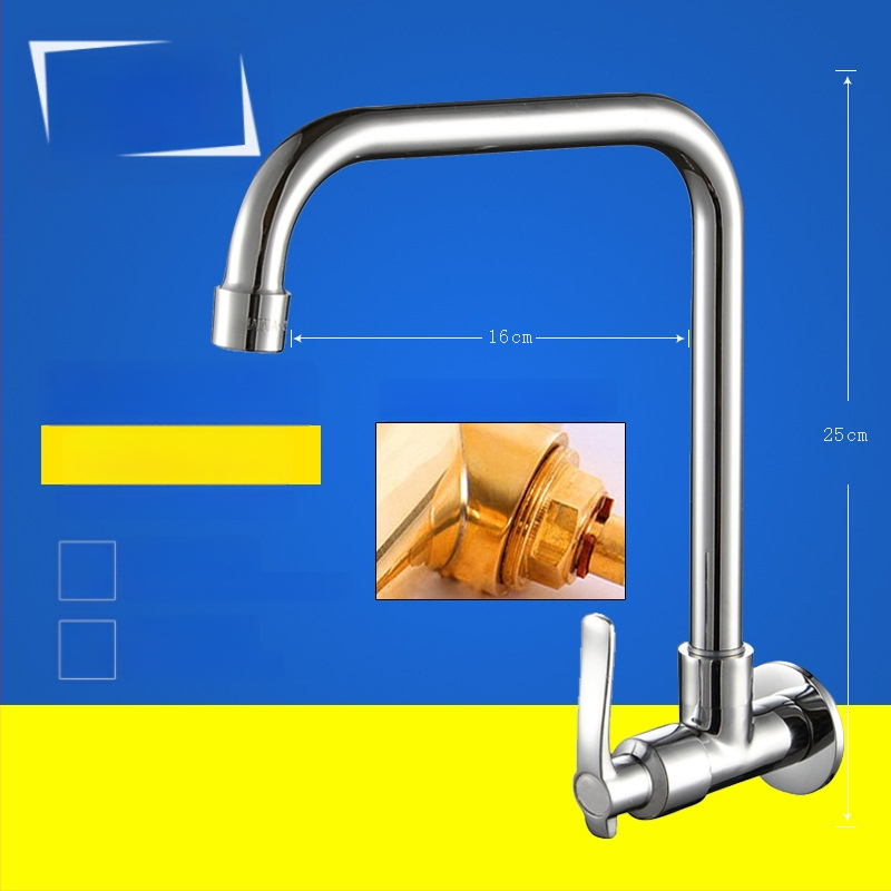 Kuchynský drezový kohút, nástenný, meď, iba studená voda, moderný minimalistický štýl, celokovový ventil, ručné ovládanie, jednosed dizajn