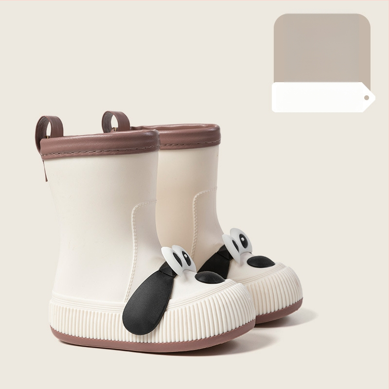 Cizme de ploaie pentru copii, model Cartoon, partea superioară din PVC, înălțime mid-calf, căptușite cu fleece, unisex, vârste 13–16