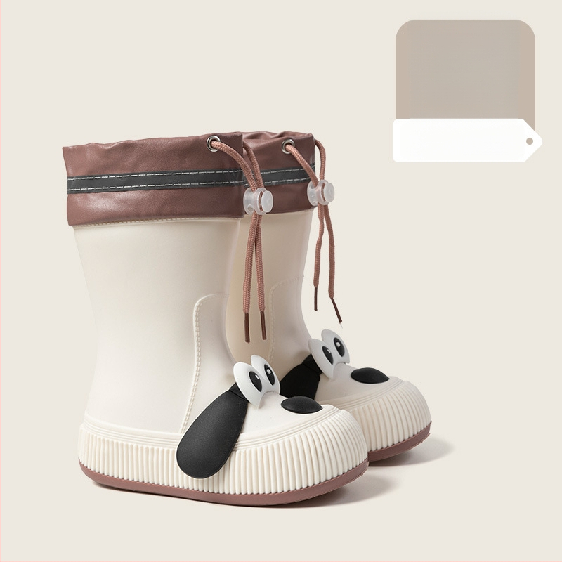 Cizme de ploaie pentru copii, model Cartoon, partea superioară din PVC, înălțime mid-calf, căptușite cu fleece, unisex, vârste 13–16