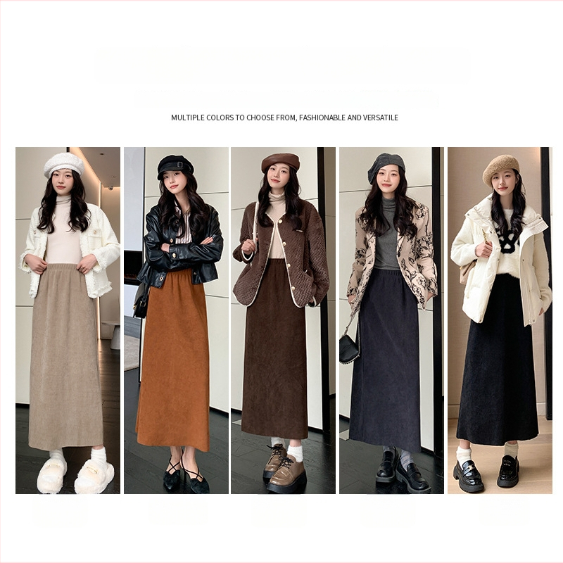 Flísová podšité sukňa s vysokým pásom, priliehavá na boky, strednej dĺžky, s chrbtovým rozparkom, jesenná-zimná, spandexová zmes