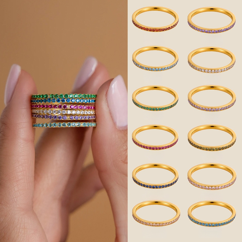 Rozsdamentes acél gyűrű, geometrikus dizájn, cirkón beépített, márka hebo