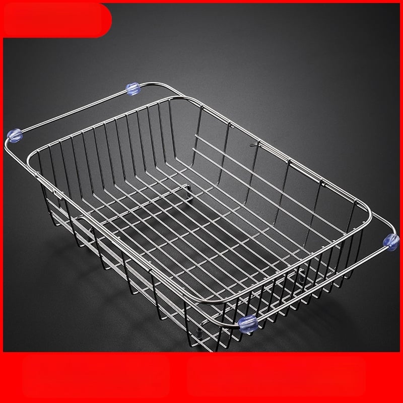 Τελεσκοπικός κάδος από ανοξείδωτο χάλυβα 201 με λαβή — αναδιπλούμενο ράφι κουζίνας για πλύσιμο λαχανικών, μοντέρνος μινιμαλιστικός σχεδιασμός