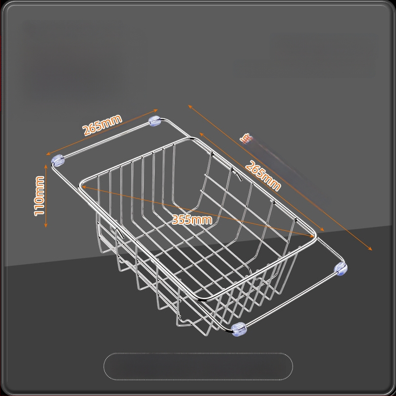 Τελεσκοπικός κάδος από ανοξείδωτο χάλυβα 201 με λαβή — αναδιπλούμενο ράφι κουζίνας για πλύσιμο λαχανικών, μοντέρνος μινιμαλιστικός σχεδιασμός