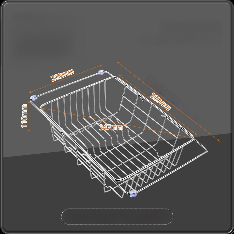 Τελεσκοπικός κάδος από ανοξείδωτο χάλυβα 201 με λαβή — αναδιπλούμενο ράφι κουζίνας για πλύσιμο λαχανικών, μοντέρνος μινιμαλιστικός σχεδιασμός