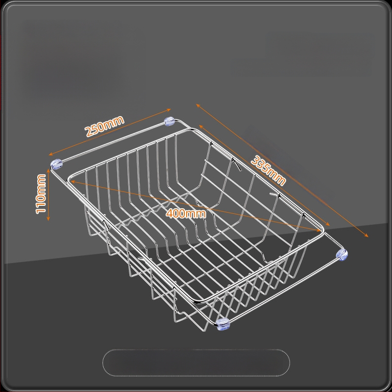 Τελεσκοπικός κάδος από ανοξείδωτο χάλυβα 201 με λαβή — αναδιπλούμενο ράφι κουζίνας για πλύσιμο λαχανικών, μοντέρνος μινιμαλιστικός σχεδιασμός