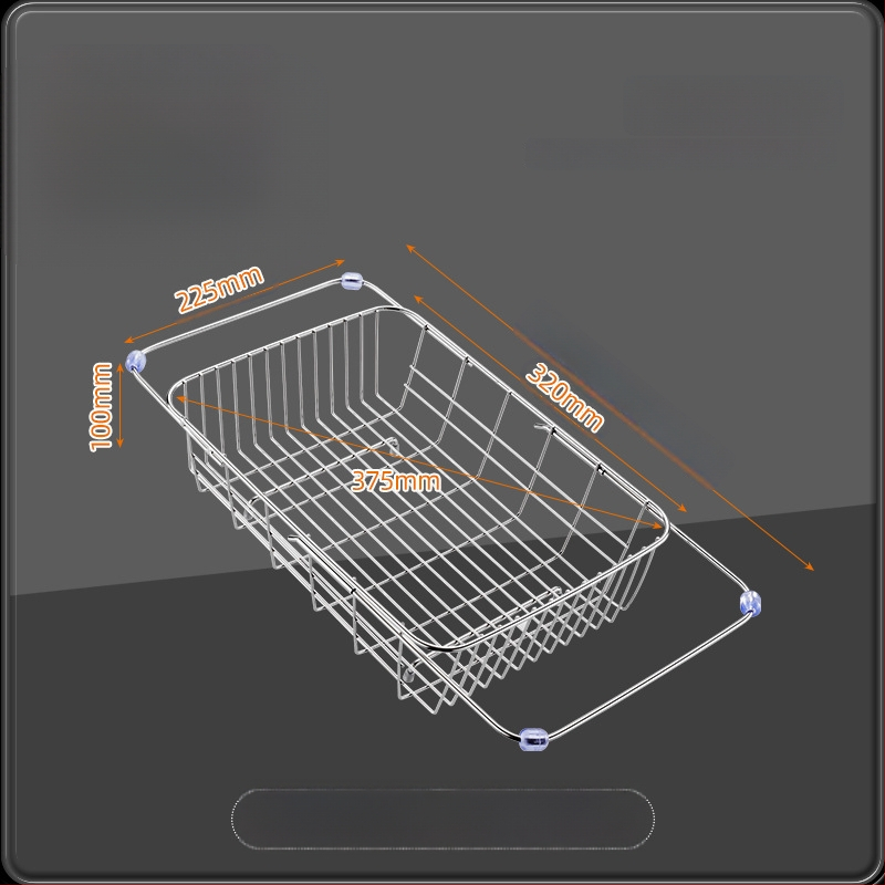 Τελεσκοπικός κάδος από ανοξείδωτο χάλυβα 201 με λαβή — αναδιπλούμενο ράφι κουζίνας για πλύσιμο λαχανικών, μοντέρνος μινιμαλιστικός σχεδιασμός