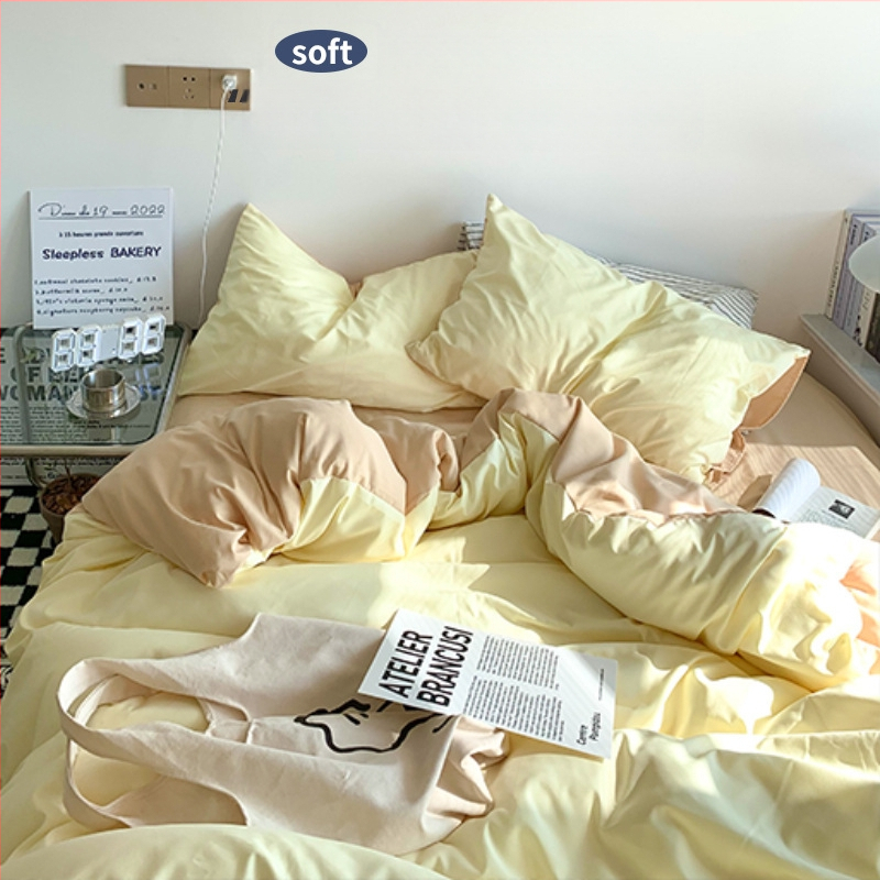 Set de pat din flanelă cu husă de pilotă, patru piese – Stil IG, pentru cămin, bumbac lavabil
