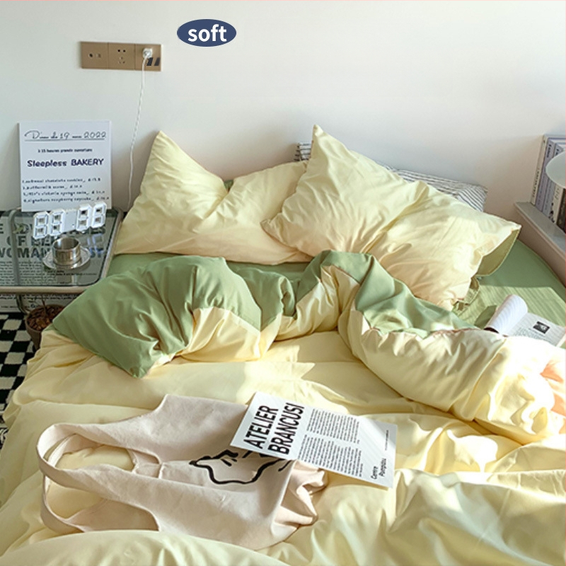 Set de pat din flanelă cu husă de pilotă, patru piese – Stil IG, pentru cămin, bumbac lavabil