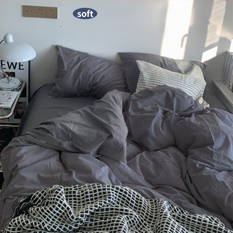 Set de pat din flanelă cu husă de pilotă, patru piese – Stil IG, pentru cămin, bumbac lavabil