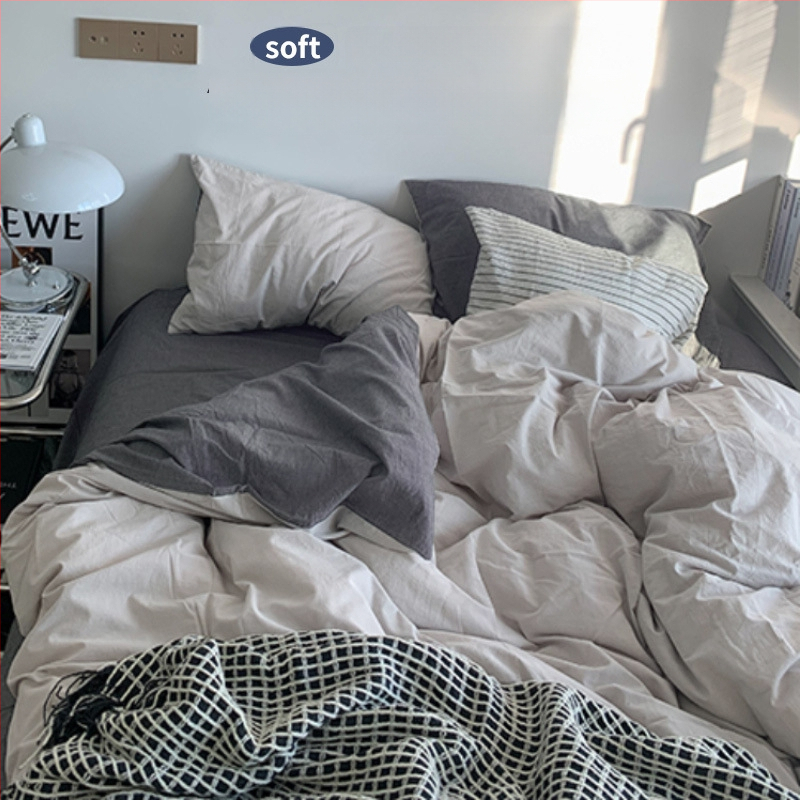 Set de pat din flanelă cu husă de pilotă, patru piese – Stil IG, pentru cămin, bumbac lavabil