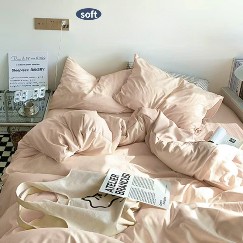 Set de pat din flanelă cu husă de pilotă, patru piese – Stil IG, pentru cămin, bumbac lavabil