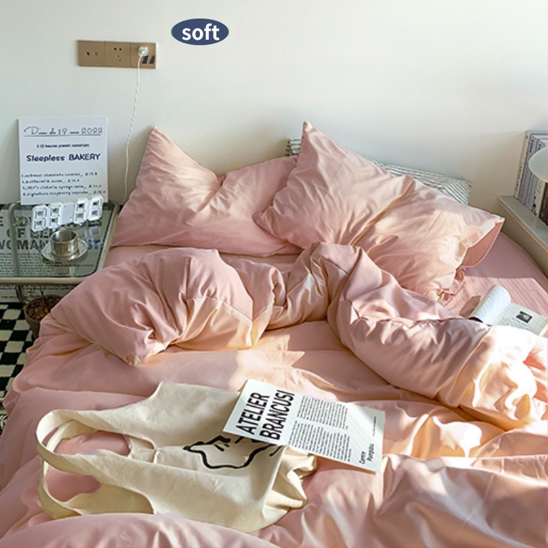 Set de pat din flanelă cu husă de pilotă, patru piese – Stil IG, pentru cămin, bumbac lavabil