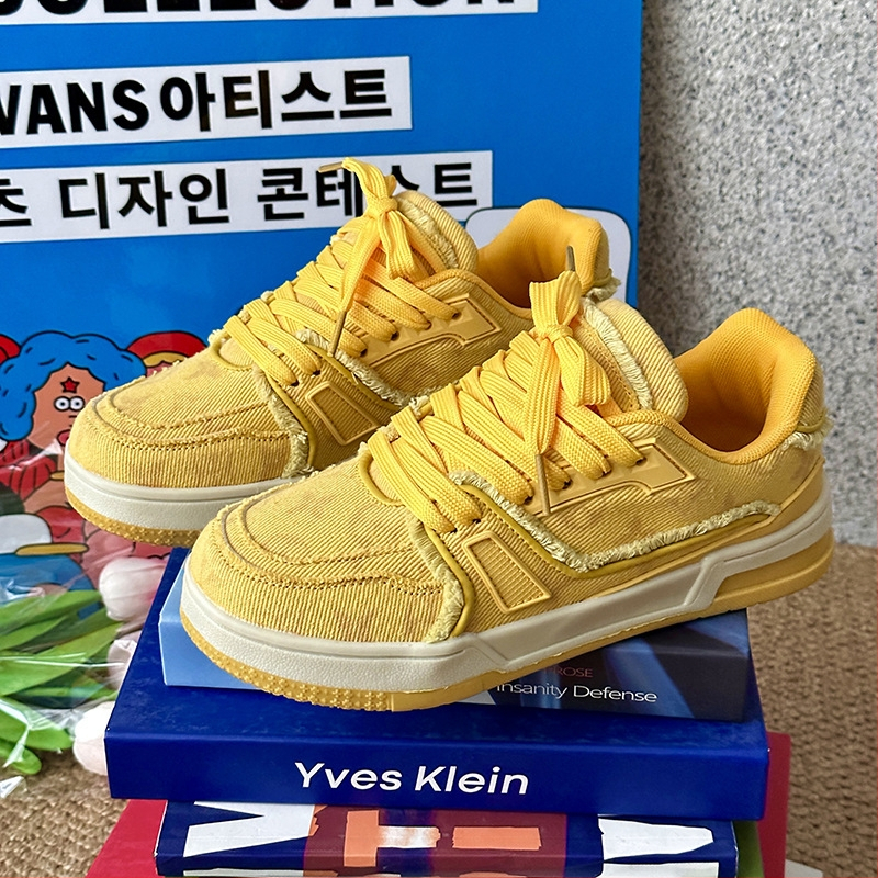 Sneakers με επάνω μέρος από ντένιμ, στρογγυλή μύτη, αναπνεόμενα, PU σόλα, χαμηλός αστράγαλος