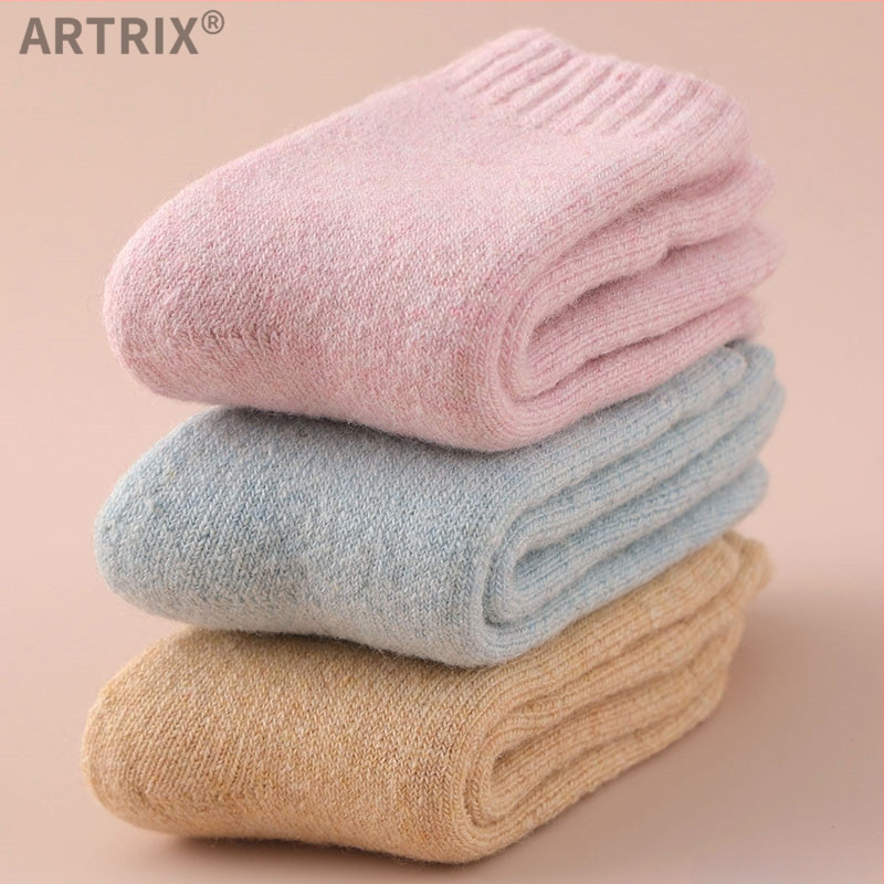 Χειμερινές μάλλινες κάλτσες για μωρά και παιδιά, παχιές, μακριές, χωρίς φτέρνα, unisex