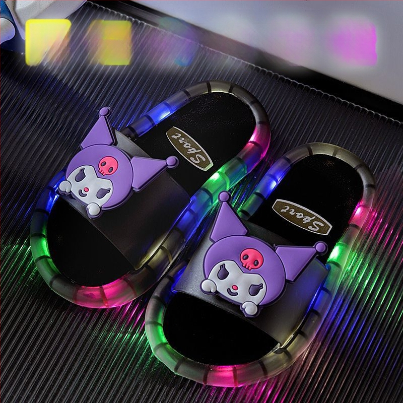 Детски светещи карикатурни пантофи с PVC горна част и подметка, антихлъзгащи, износоустойчиви, за деца на възраст 1–3 години