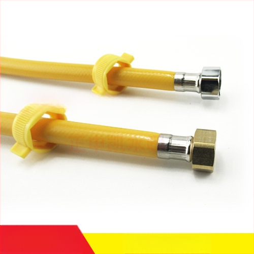 PVC výbušne odolná hadica s hlavou z nerezovej ocele a mosadzou pre vstup horúcej a studenej vody, 1.6 MPa, 5–85°C, ručné závitové pripojenie