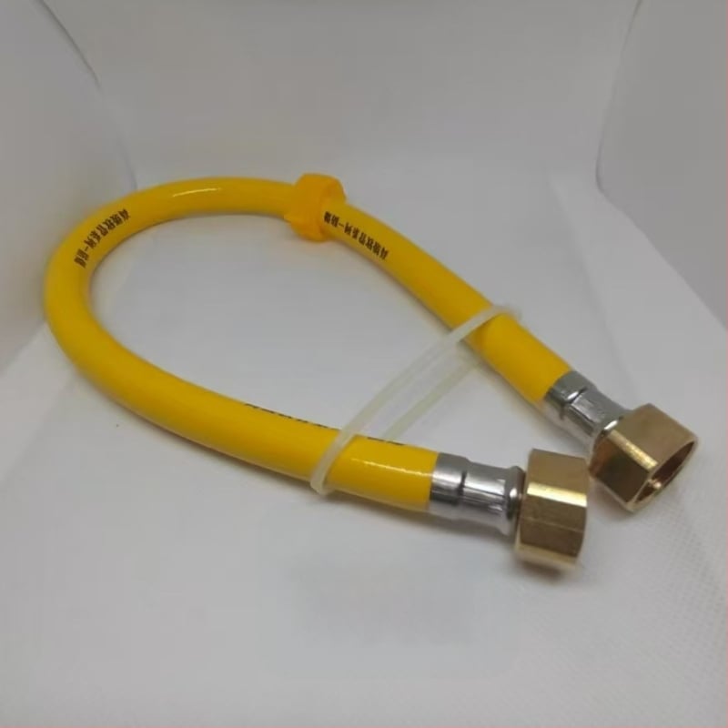 PVC výbušne odolná hadica s hlavou z nerezovej ocele a mosadzou pre vstup horúcej a studenej vody, 1.6 MPa, 5–85°C, ručné závitové pripojenie