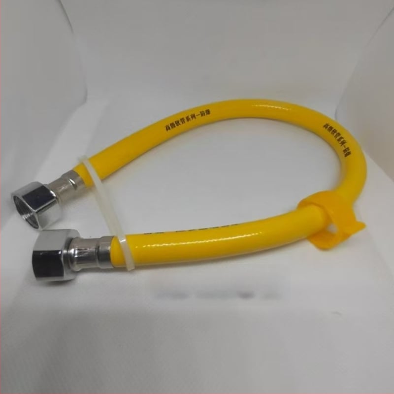 PVC výbušne odolná hadica s hlavou z nerezovej ocele a mosadzou pre vstup horúcej a studenej vody, 1.6 MPa, 5–85°C, ručné závitové pripojenie