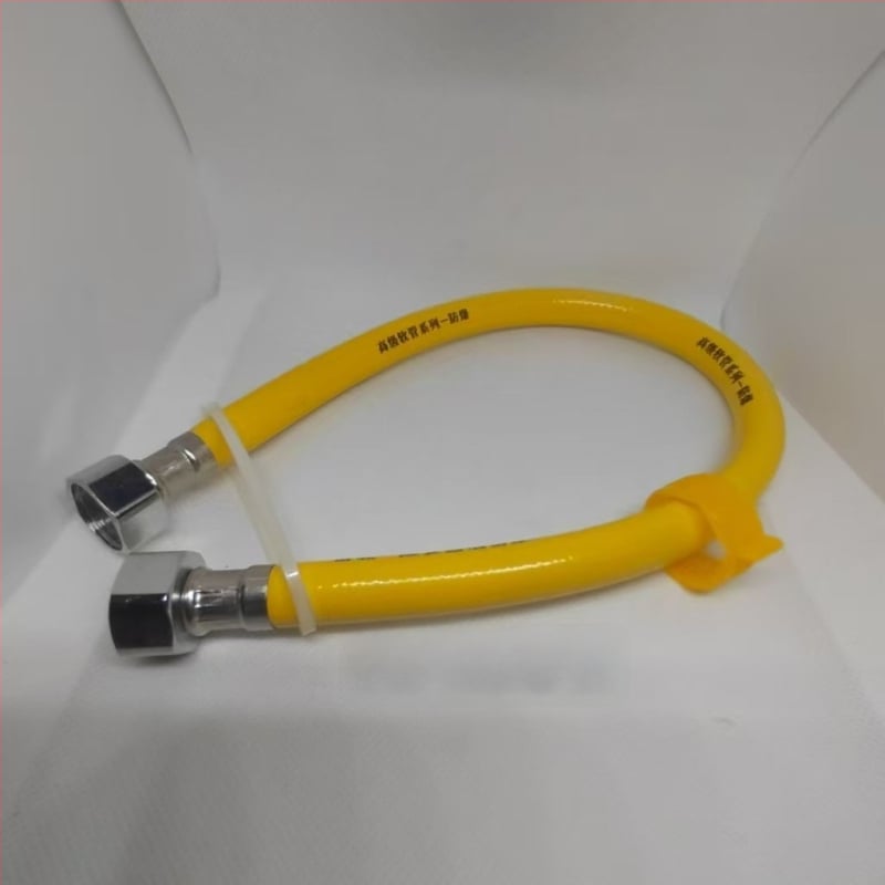 PVC výbušne odolná hadica s hlavou z nerezovej ocele a mosadzou pre vstup horúcej a studenej vody, 1.6 MPa, 5–85°C, ručné závitové pripojenie