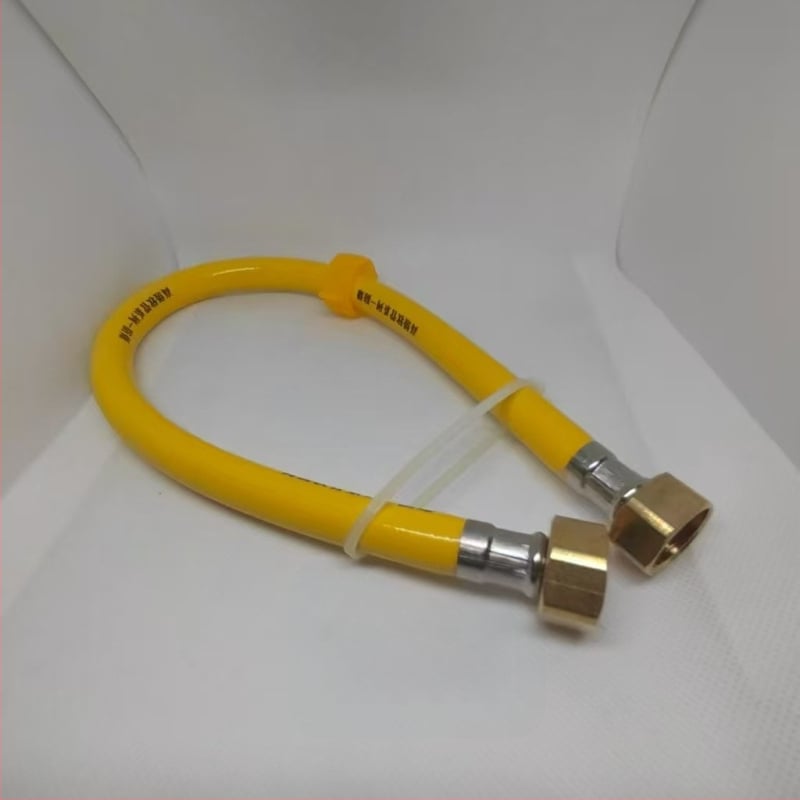 PVC výbušne odolná hadica s hlavou z nerezovej ocele a mosadzou pre vstup horúcej a studenej vody, 1.6 MPa, 5–85°C, ručné závitové pripojenie