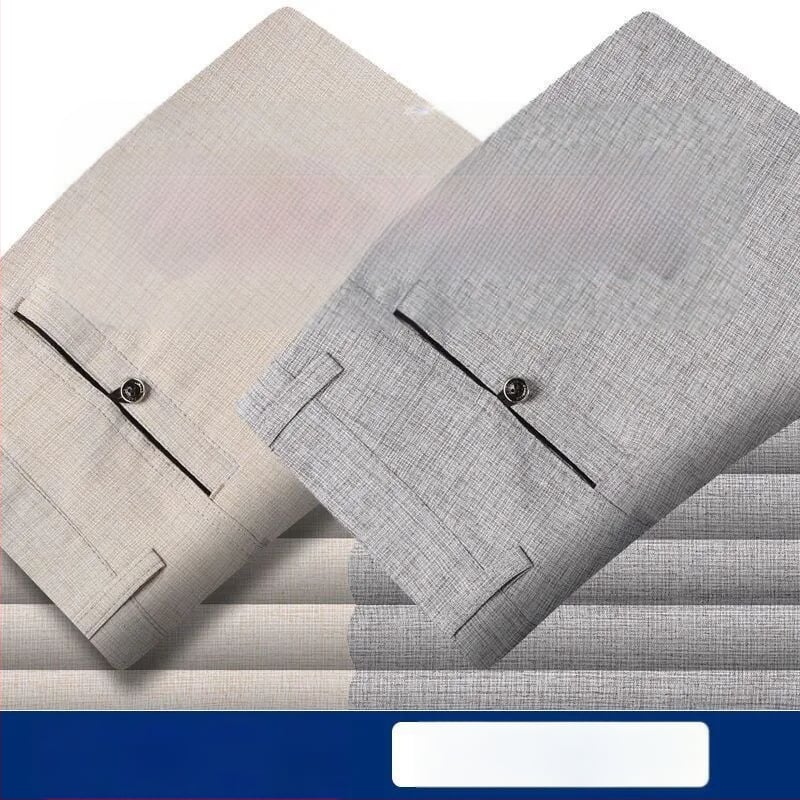 Ανδρικά casual παντελόνια καλοκαιριού από βαμβάκι-λινό, ελαφριά, ψηλή μέση, ίσια γραμμή, φερμουάρ, διαπνοή