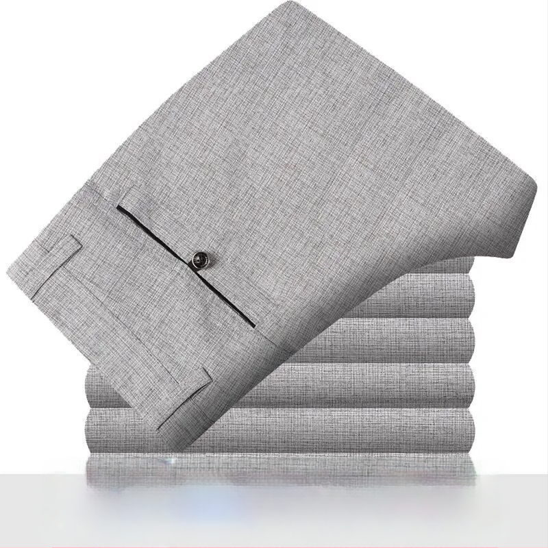 Ανδρικά casual παντελόνια καλοκαιριού από βαμβάκι-λινό, ελαφριά, ψηλή μέση, ίσια γραμμή, φερμουάρ, διαπνοή