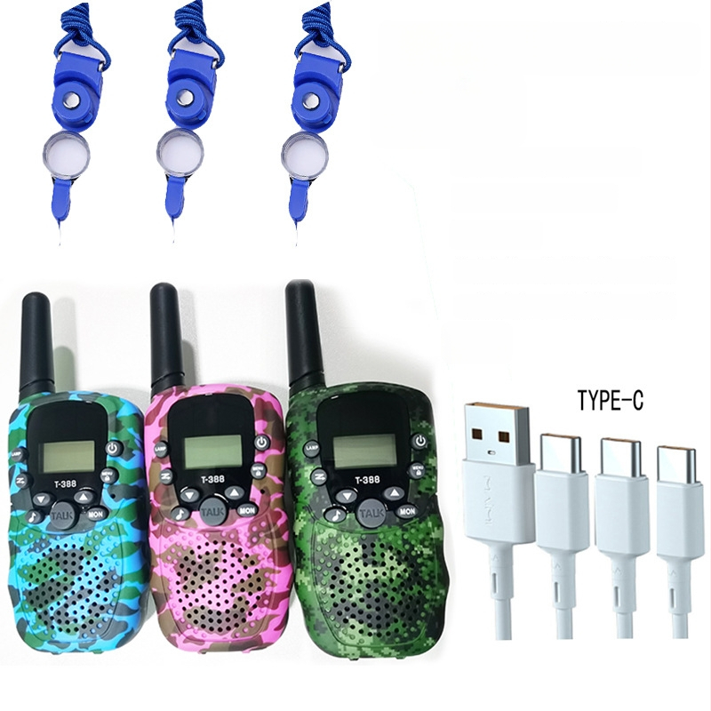 Huike T388 Gyerek Walkie-Talkie 22 csatorna, 1,5–3 km hatótáv, RF teljesítmény 0,5 W, 3,7 V lítium akkumulátor, kijelzővel