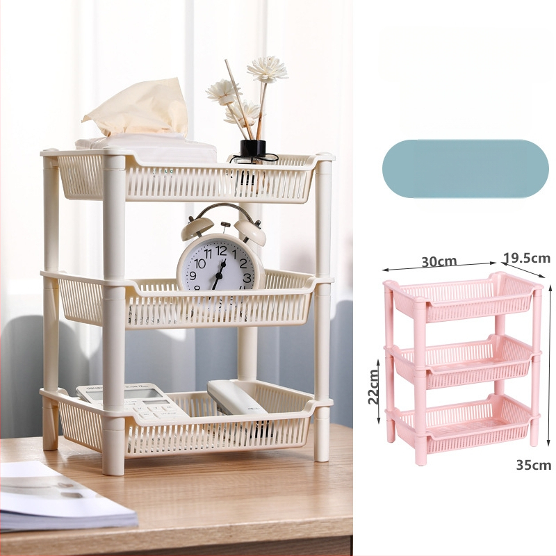 Etajeră de depozitare din plastic, cu bază triunghiulară tripod, pentru baie și bucătărie, 3 etaje, încărcare 5–10 kg