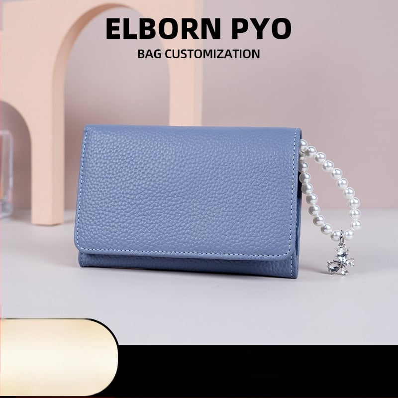 Portofel monede din nailon cu piele de vițel în stratul superior și microfibră; ultra-ușor; anti-furt; căptușeală din piele naturală; stil urban simplu