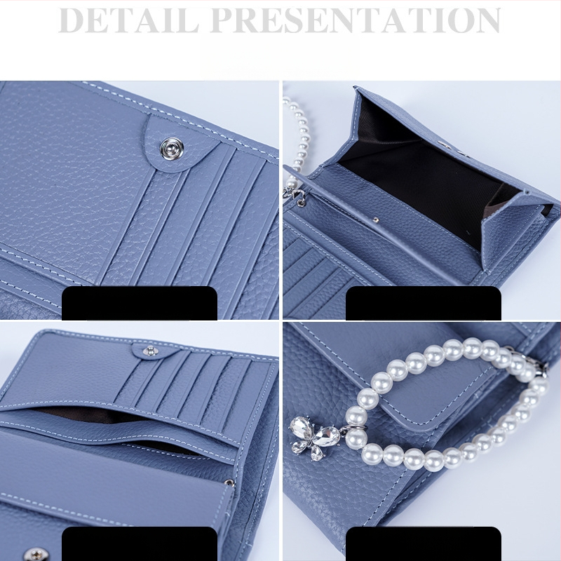 Portofel monede din nailon cu piele de vițel în stratul superior și microfibră; ultra-ușor; anti-furt; căptușeală din piele naturală; stil urban simplu