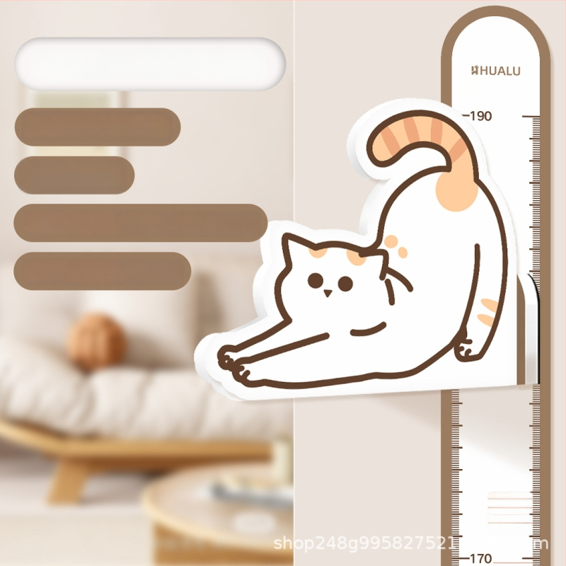 Gyermekek magasságmérő falikép – 3D Cartoon dizájn, PVC, vízálló, aranyos állatmintával, 1 darab