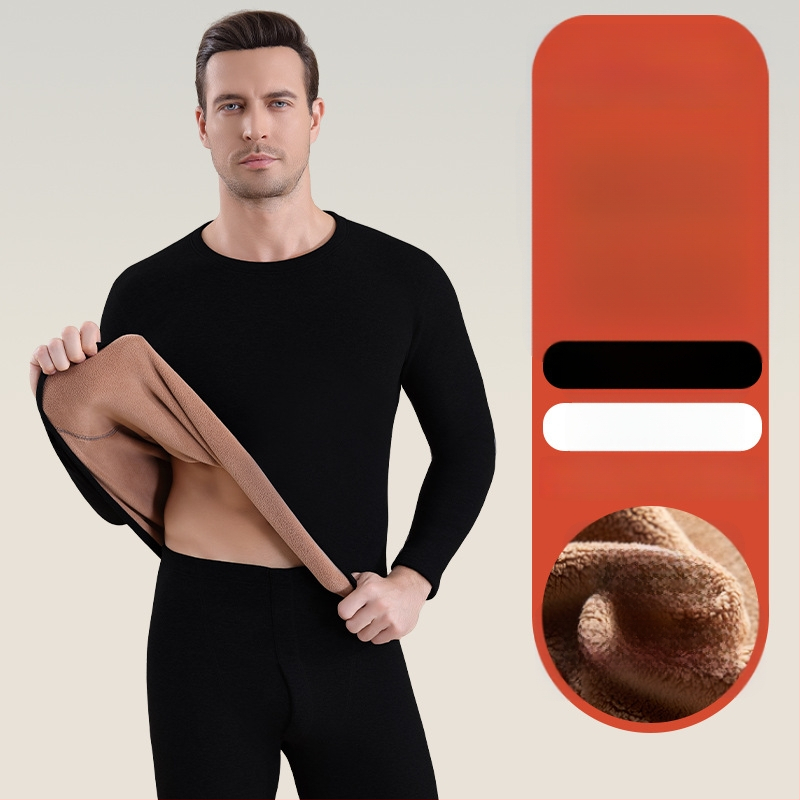 Set termic unisex din lambswool, grosime 420 g, antibacterian, țesătură dublă, cu glugă