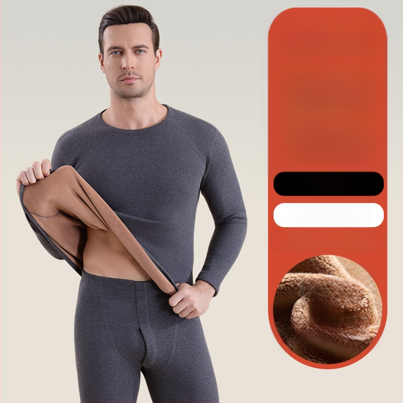 Set termic unisex din lambswool, grosime 420 g, antibacterian, țesătură dublă, cu glugă